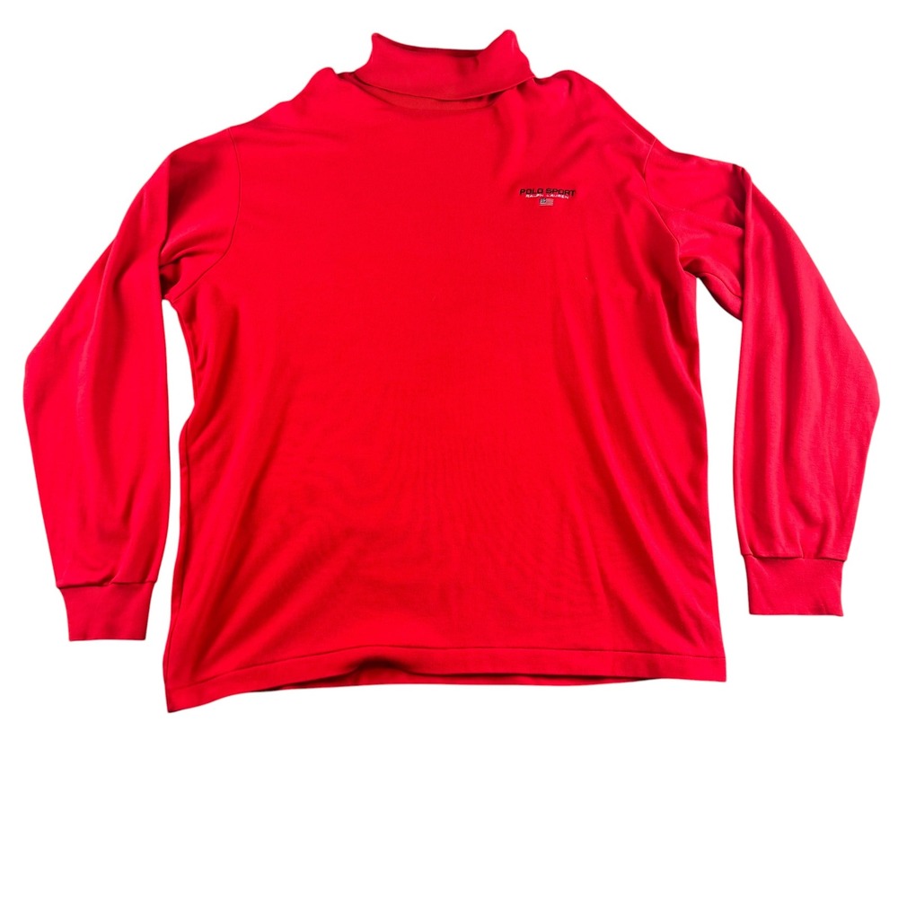 Polo Sport Ralph Lauren Red Turtleneck Shirt Vintage USA Made XL